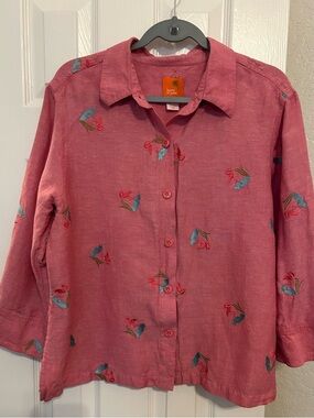 hearts of palm Pink Shirt Tag with Orange Brand Label